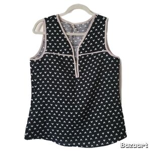 41 Hawthorn Top Womens S Small Sleeveless Tank Black White Printed